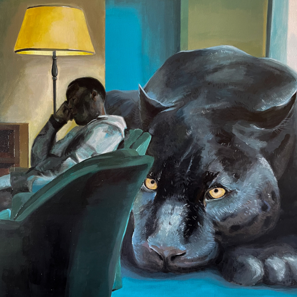 CHIMÈRE N°11 (la Panthère)89x116 cm : 2cm ép - acrylique sur toile vernie - 2023